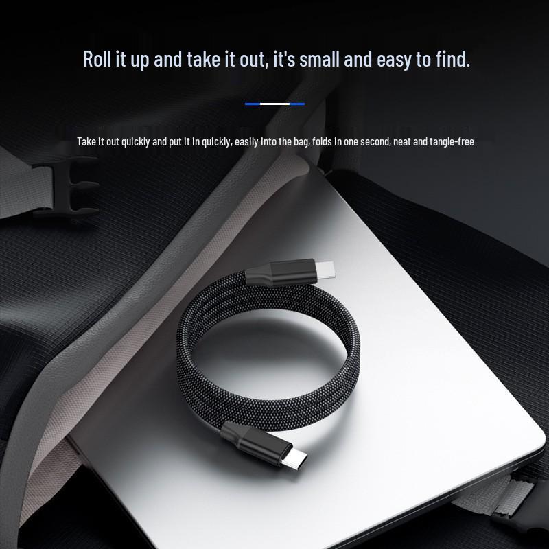 100W Dual-Color Braided Magnetic Charging Cable for Apple & Huawei Type-C