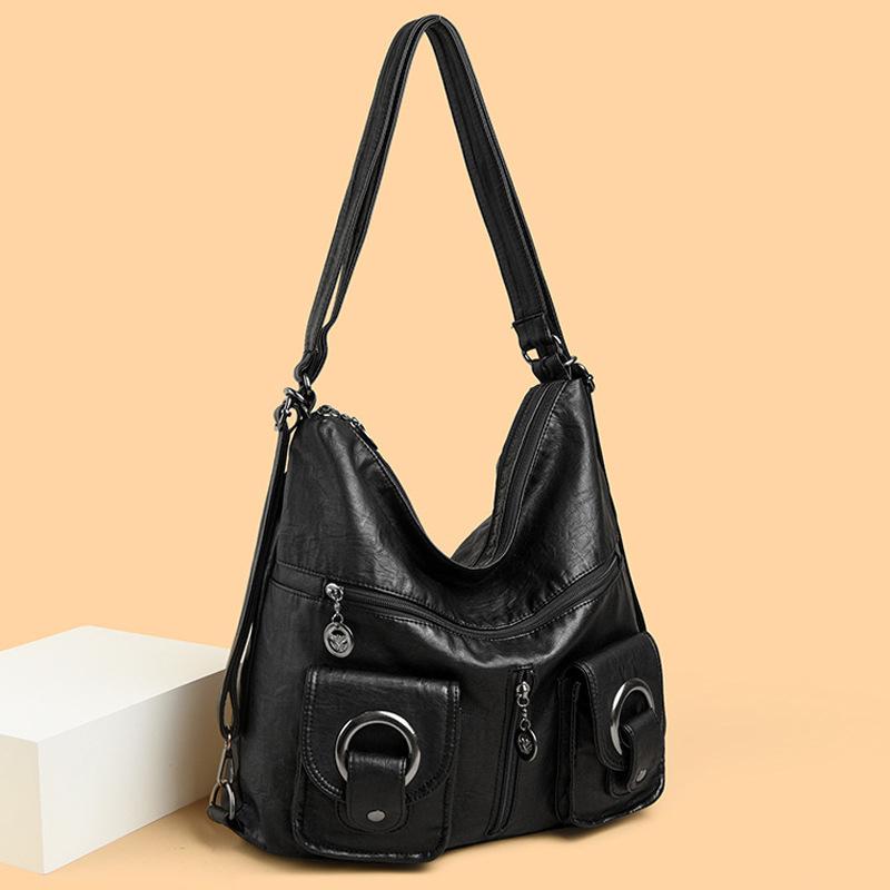 Damen-Umhängetasche aus weichem Leder, große Kapazität, Damentasche mittleren Alters