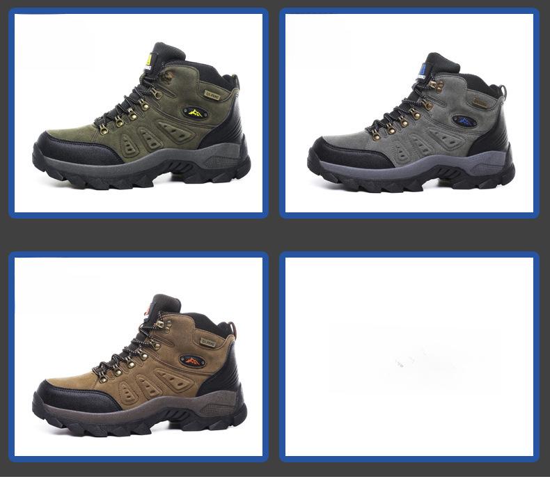 Cross-Border Plus Size Winter High-Top Hiking Shoes: Cotton-Padded, Warm, Fleece-Lined, Leather, Outdoor Casual Snow Boots for Couples.