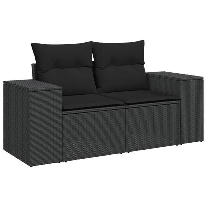 VidaXL Garden Sofa with Cushions 2 Seater, Seat with Backrest and Armrest, Outdoor Patio Terrace Furniture, Black 365974