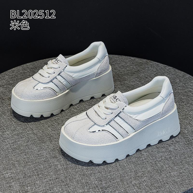 

Thick-soled small muffin shoes spring and autumn new breathable casual and comfortable 34 бежевый