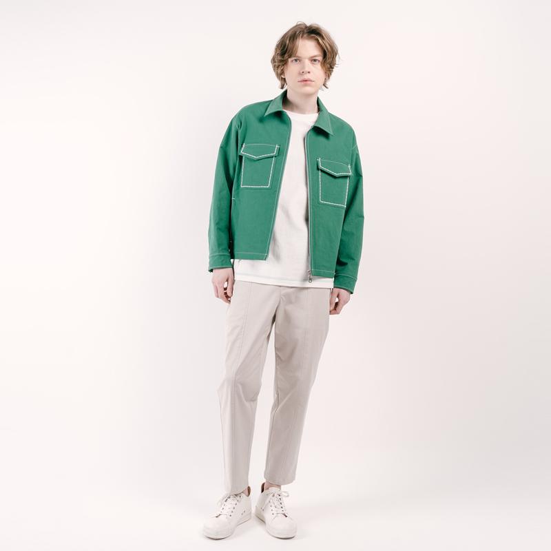 Customus Hoshi Embroidery Pocket Zip-Up Stand Collar Jacket Cxs25Swjk302 Grn