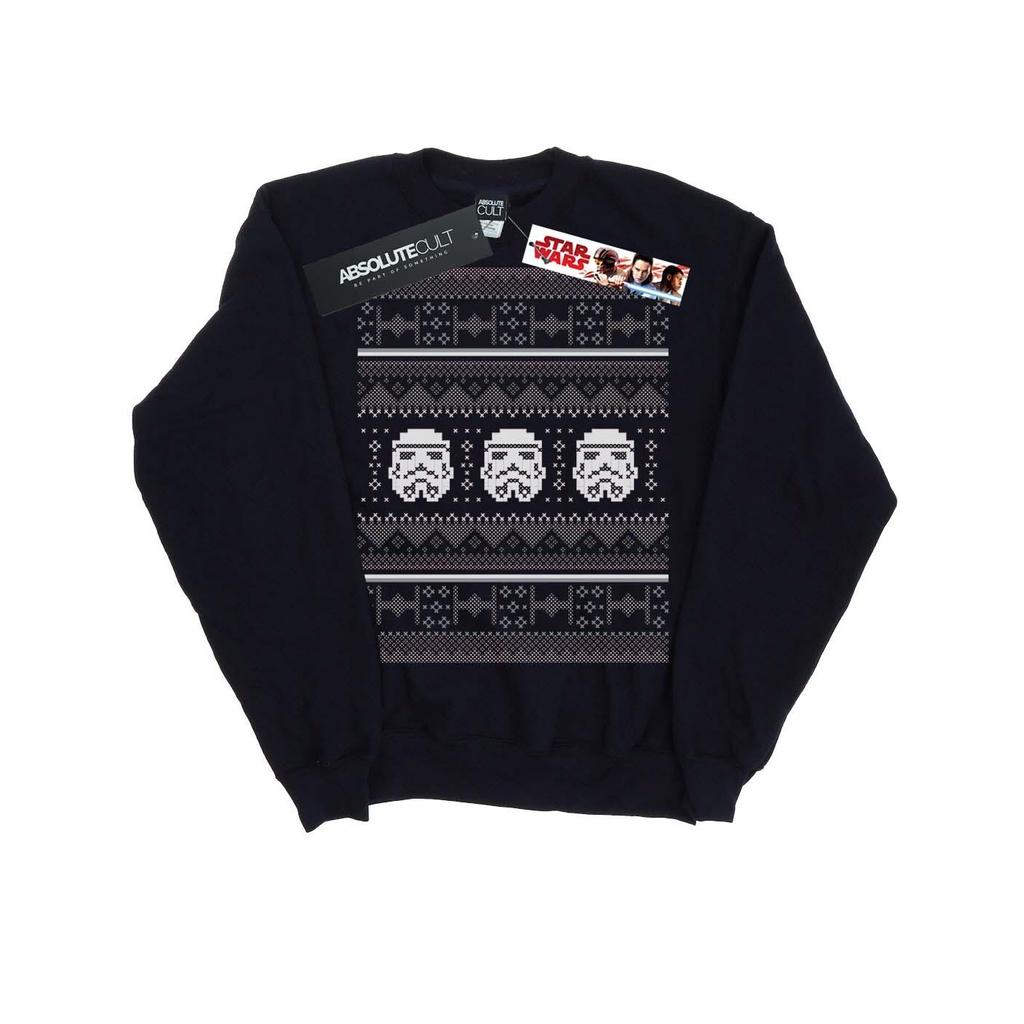 STAR WARS Mens Stormtrooper Helmet Christmas Fair Isle Sweatshirt