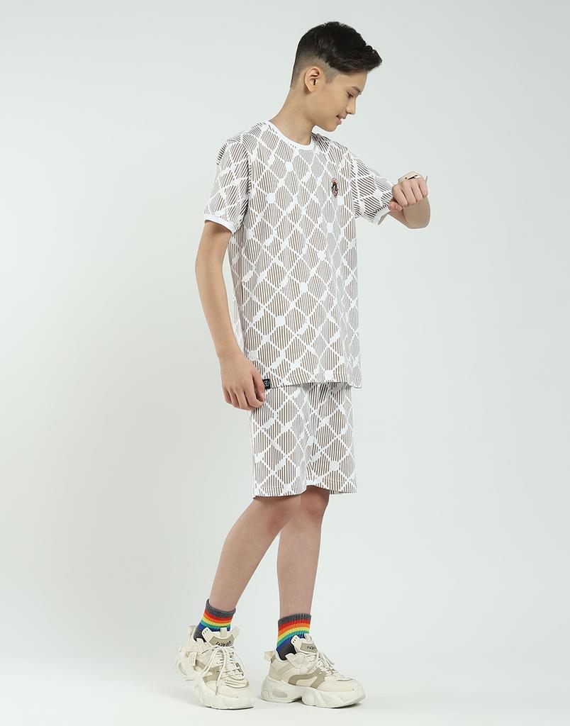 MONTE CARLO Boys Regular Fit Printed Half Sleeve Bermuda Set