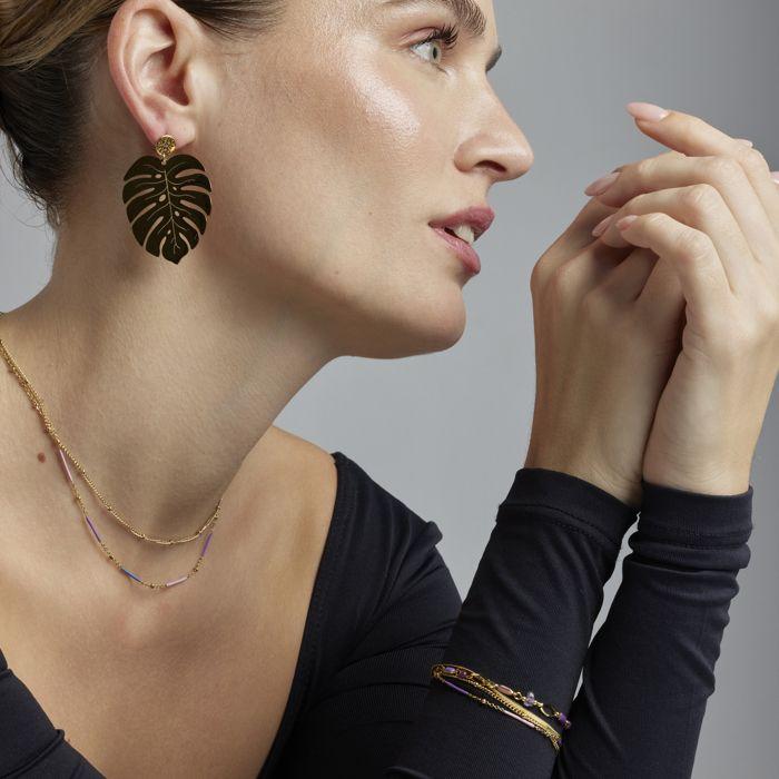 Bracelet - Luxenter - Lueo - Laque multicolfinition ore - finition or 18 carats - 16 cm + 3 cm de rallonge