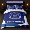 Everton FC Benutzerdefinierter Name Text Bettwäsche-Set 1 Bettbezug + 2 Kissenbezüge Fußball-Logo Personalisierte Geschenk für besonderen Anlass Schlafzimmer Dekor