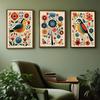 3pcs Frameless,Nordic Folk Art Flowers and Birds,Scandinavian Wall Art Cafe Living Room Bedroom Decor,Colorful Folk Bird Posters