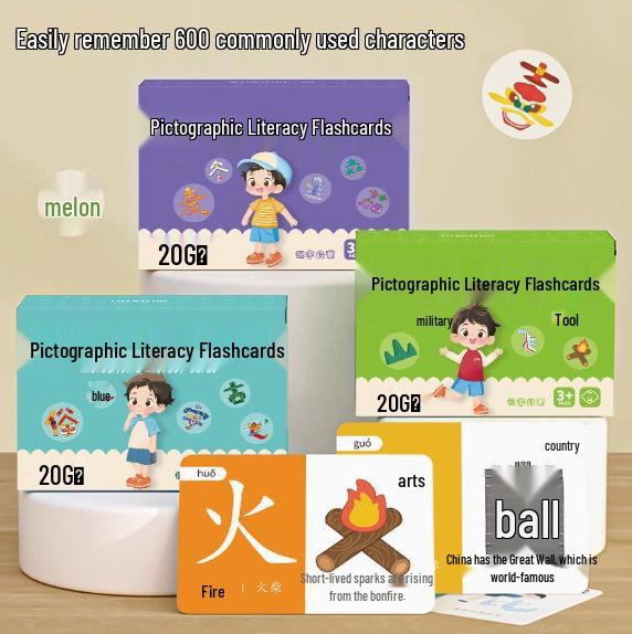 Children s Literacy Flashcards: Pictogram & Chinese Character Recognition for Ages 3-6 Pictogram Literacy 200 Characters [Purple Box]