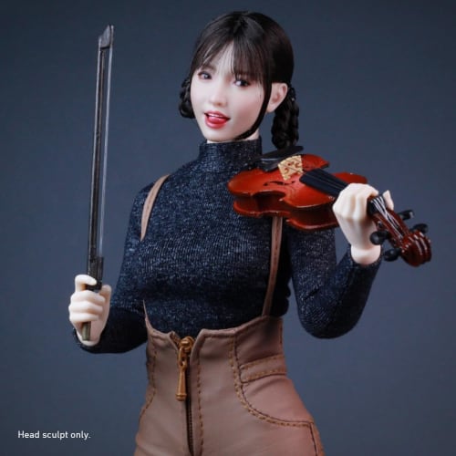 HiPlay Z6TOYS 1/6 Asian Female Head Sculpt with Movable Eyes (ZC017A) for Dolls, Hair Rooted, Pre-painted