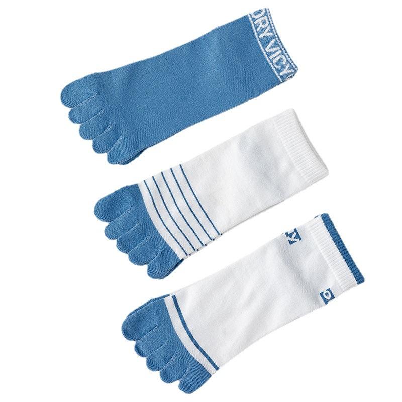 Fünf-Zehen-Socken, Damen-Streifen-Baumwollsocken, Atmungsaktiv, Anti-Sportler und Schweißabsorbierend, Kurze Socken mit Zehentrennung, Sport-Baumwollsocken