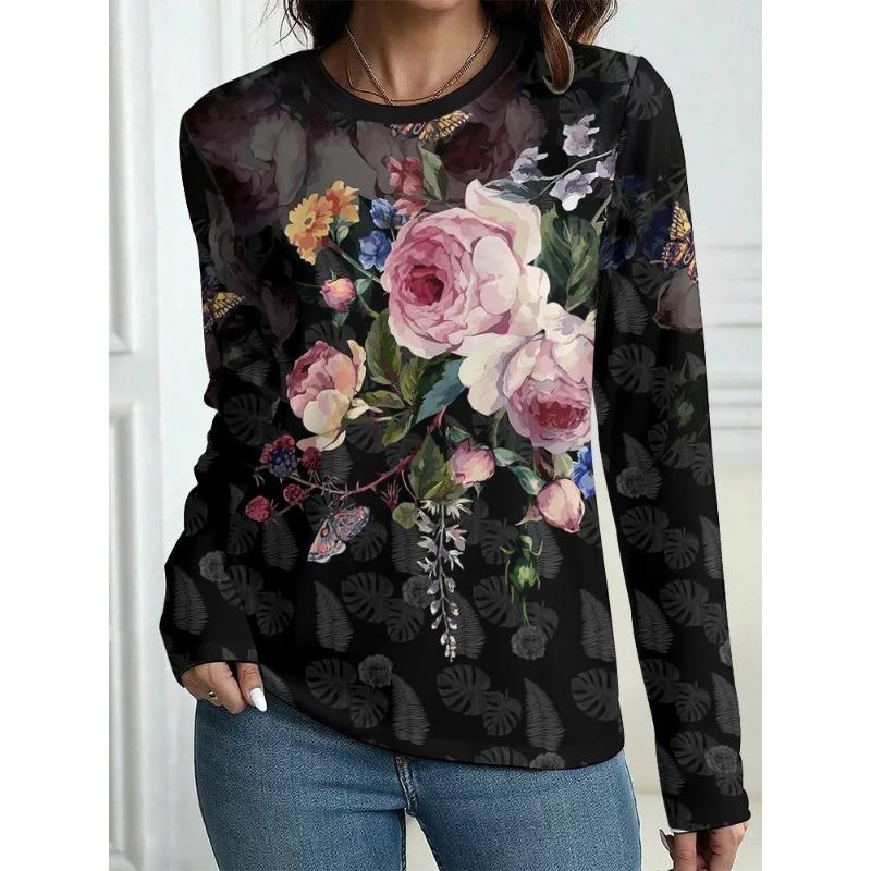 Summer Women's 3D Printed Long Sleeve T-Shirt Fashion Versatile Breathable Trend Casual