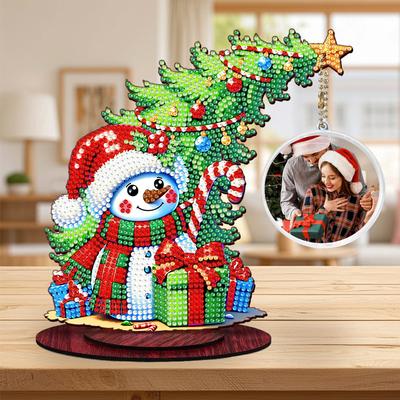 Photo Christmas Tree Diamond Painting Tabletop Ornaments Kit Wood Diamond Painting Desktop Decorations Bedroom Table Decoration
