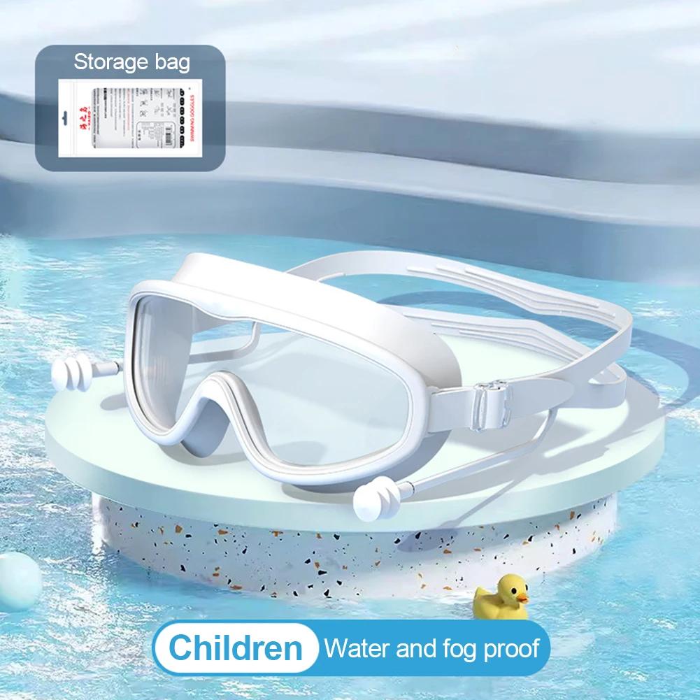 Ochelari de înot HD cu cadru mare, stiluri pentru adulți și copii, anti-ceață, ochelari de scufundări cu dopuri de urechi dintr-o bucată, echipament de înot