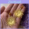 Bohemian Sun Pendant Earrings With Alloy Craft For Female Festival Wear