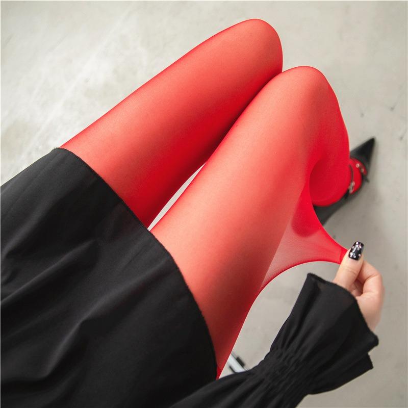 

Высокоэластичные колготки Женская мода Конфетный цвет Летние Весенние чулочные изделия Женские Повседневные Базовые Свежих оттенков Колготки Носки для стройных ног One Size красный