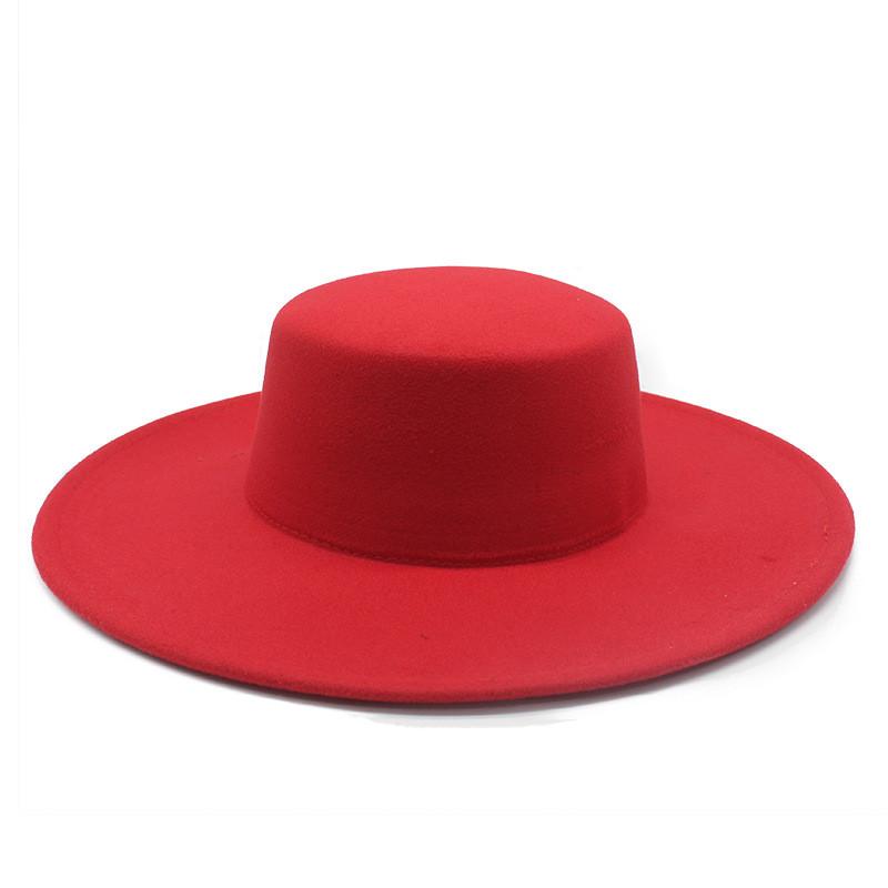 Klassischer Wollfilzhut mit breiter Krempe für Damen und Herren Saisonale Mode rot