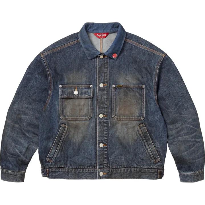 Supreme Distressed Selvedge Trucker Jacket Washed Indigo
