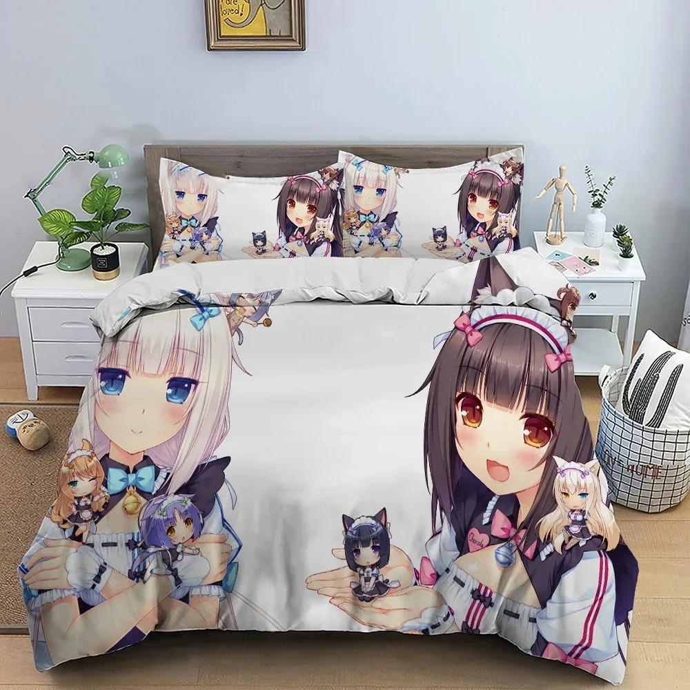 Anime Nekopara Sexy Girl Beding Set 3D Printed Suitable for Bedrom Soft Duvet Cover Set With Pilowcases Children Kids Home Textile