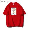 Shellsuning Cartoon Printing T-shirt Women Summer Fashion Casual Simple Short Sleeve 100% Cotton Soft Tees Female Oversized Basic Couple Tops