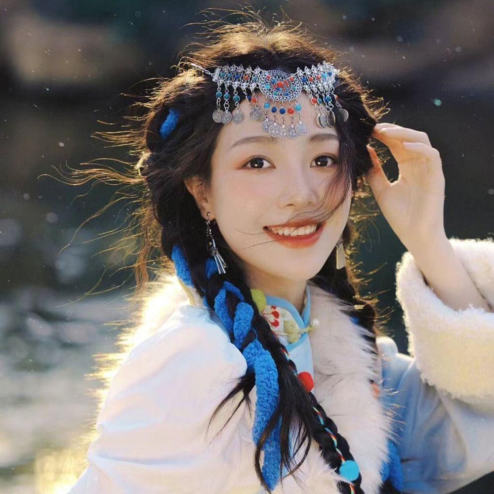 Tribal Afghan Headbands Bohemia Beads Headbands Women Head Chain Hanfu Headwear Forehead Chain