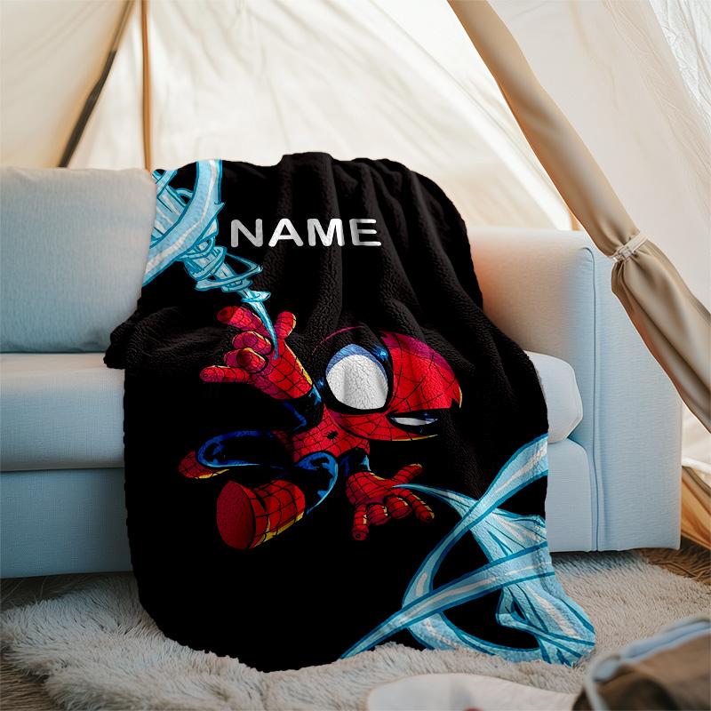 Customizable Spider Man Throw Blanket – Personalized Name, All-Season Cozy Snug Blanket, Machine Washable, Personalized Blanket