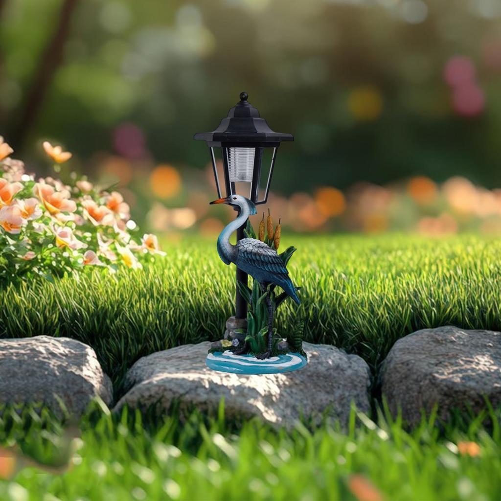 Crane Figurine Decorative Solar Statue Light Housewarming Gift Easy to Use Collection Garden Decor for Patio Yard Outside