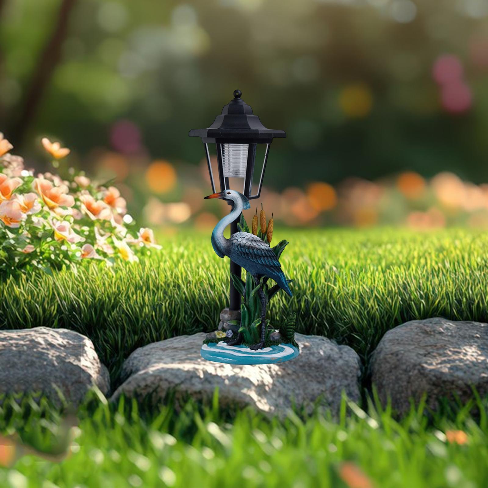 

Crane Figurine Decorative Solar Statue Light Housewarming Gift Easy to Use Collection Garden Decor for Patio Yard Outside синій