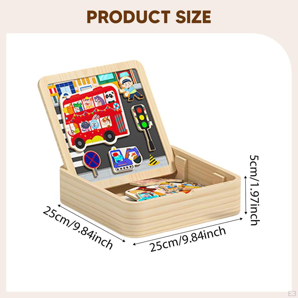 2 in 1 Wooden Toddler Puzzle Drawing Board Children for 46 Years Boys Girls Style A