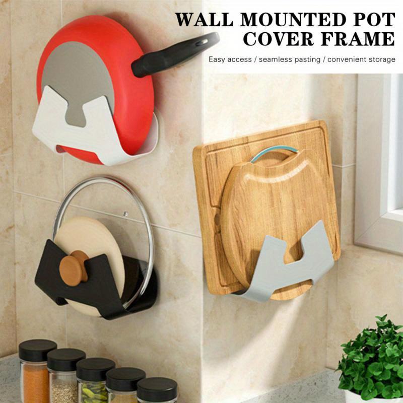 1pcs PP Pot Lid Holder Wall-Mounted Hanging Holder For Pan Pot Cover Rack Plastic Kitchen Storage Rack Kitchen Organizer