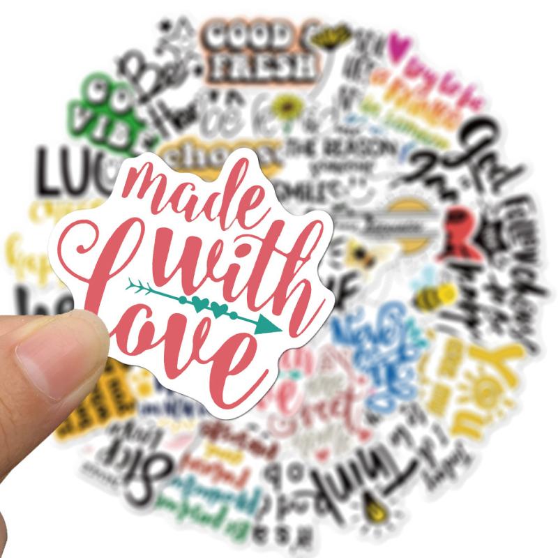 50 Pcs/set Graffiti Sticker English Slogans Non-marking Waterproof Removed Decoration Sticker