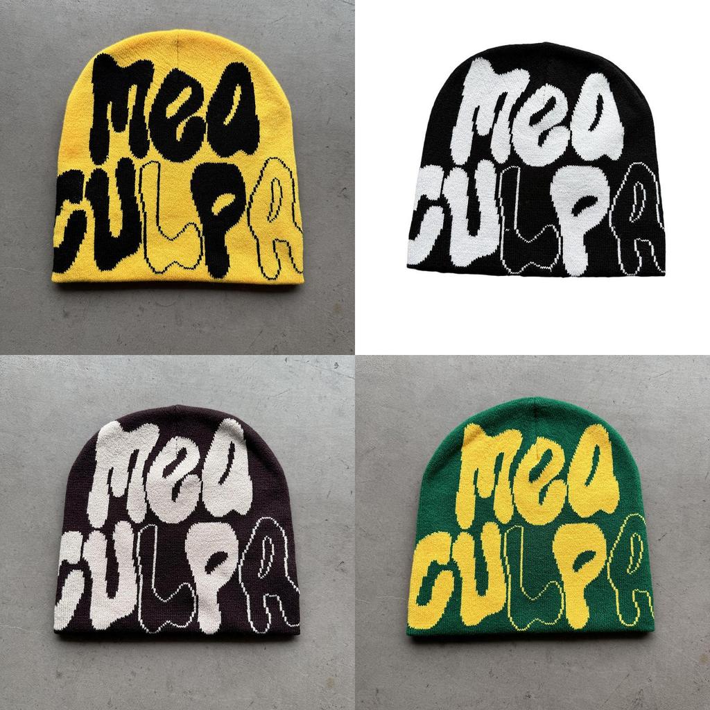 Acrylic Knitted Cap For Teens And Adults With Fashionable Letter Design