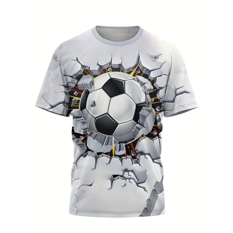 Sportliches Fußball-3D-gedrucktes T-Shirt, Kinder- und Jungenbekleidung, kurze Ärmel, lässige Kinderbekleidung, modische Jungen