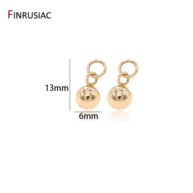 14K Real Gold Plated Round 4mm/5mm Beads Small Pendants Charms For Jewelry Making DIY Bracelets Earrings Components 6 pieces