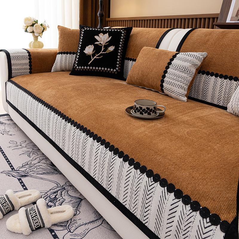 High End Sofa Cushion New Four Season Universal Straight Seat Cushion Fixed Non Slip Leather Sofa Cover Cloth Towel