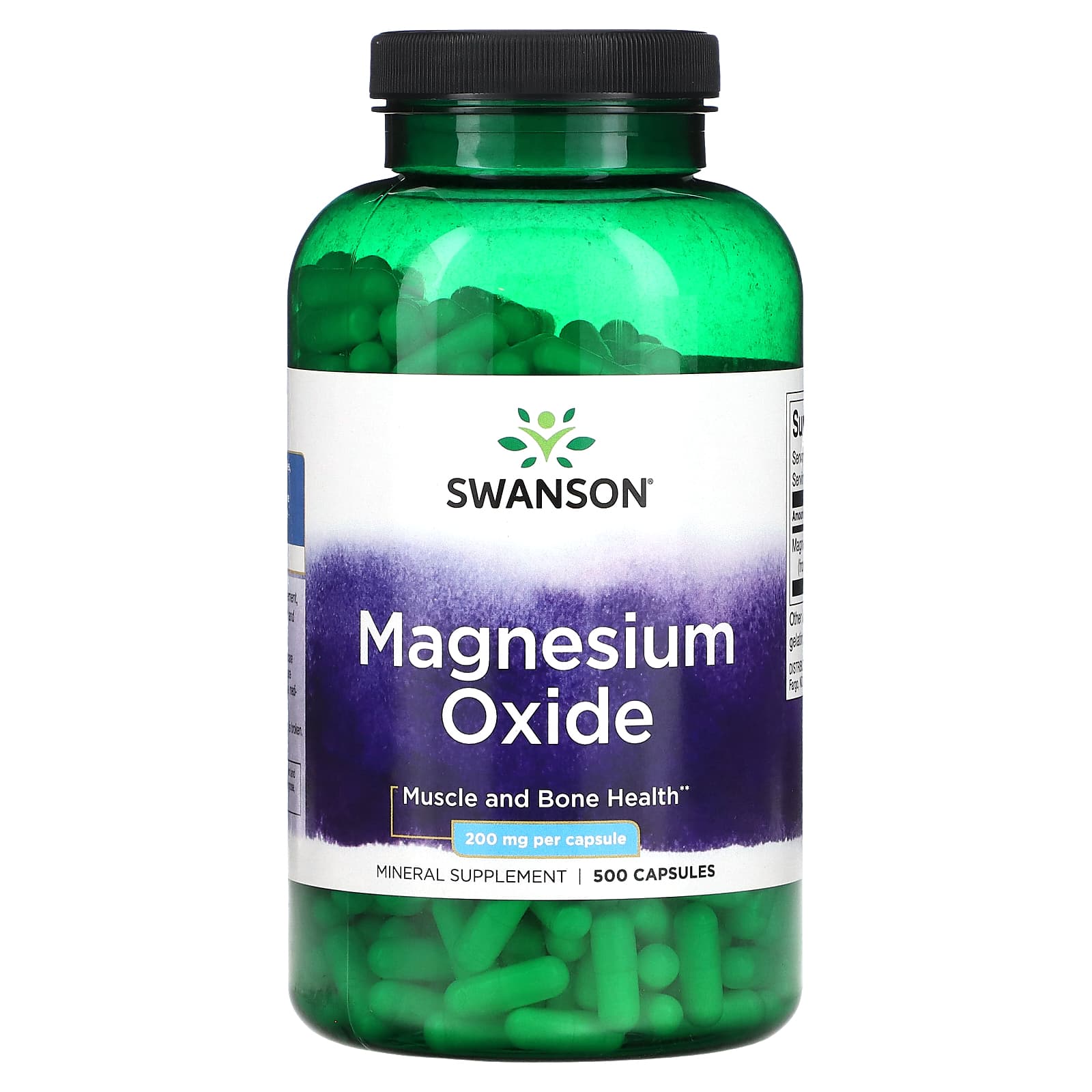 

Magnesium Oxide, 200Mg, 500 Capsules