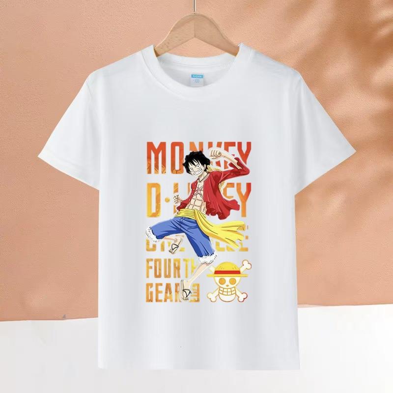 One Piece Luffy Kids Cotton TShirt Adult Boys Girls Family Matching Casual Tee Cute Anime Monkey D Luffy Print Summer Tops