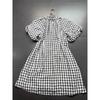 Foreign Trade Order Entr0 Retro Preppy V-neck Puff Sleeve A Word Plaid Dress
