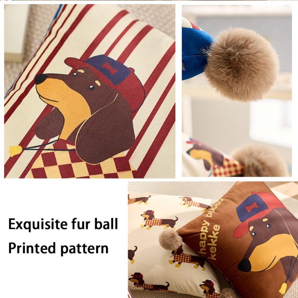Sausage Puppy Cartoon Dachshund Pillow Cover Printing Waist Pillow Cover  Living Room Decor