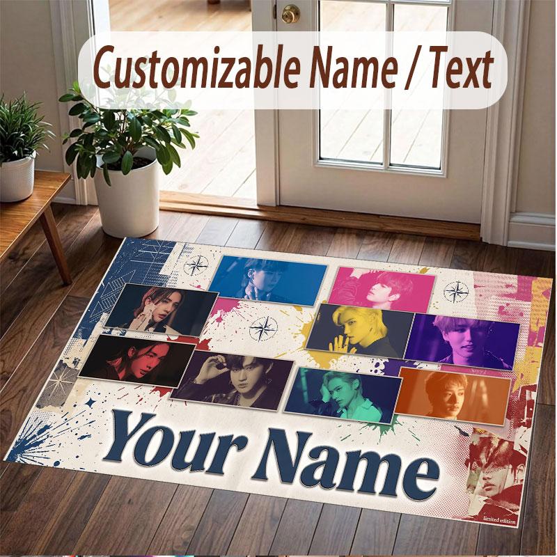 Custom Name Crystal Velvet Rug,Stray Kids Comfortable Anti Slip Floor Mat For Room Decoration