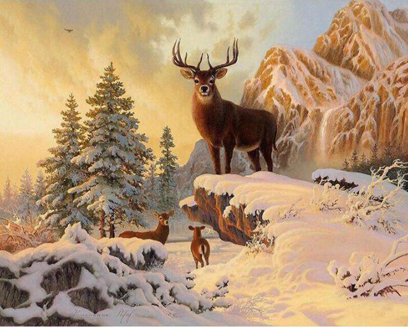 מקדחה מלאה ציור יהלומי מרובע חלום מנגרובים נוף תמונה של יהלומי ריינסטון רקמת זאב סוס בעל חיים תפר צלב דקור לבית