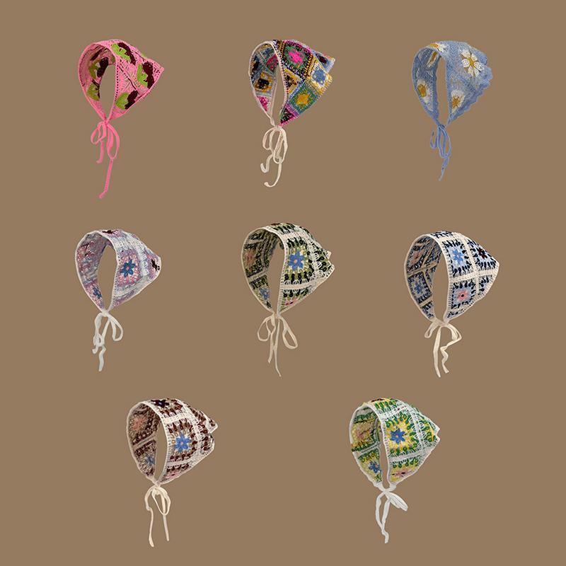 Sweet Cute Triangle Headband For Women Spring Summer Headscarf Travel Literary Photo Hair Scarf Pastoral Style Triangle Headband