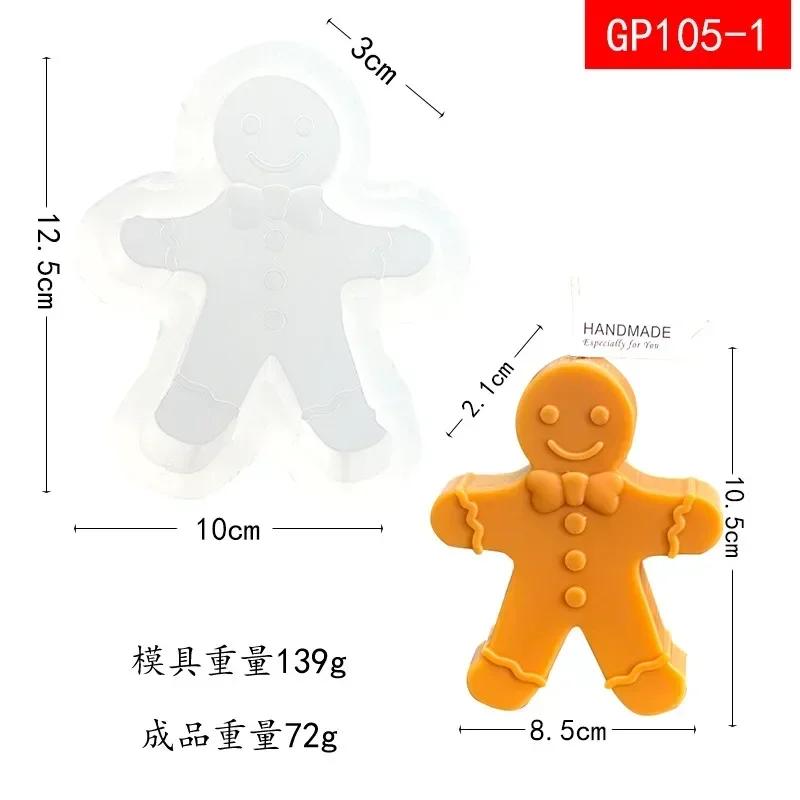 Large Christmas Doll Silicone Candle Mold 3d Gingerbread Man Handmade Gypsum Soap Resin Crafts Molds Home Decoration Gift