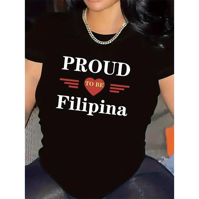 

European sizes A Black And White T-Shirt Featuring a Proud to Be Filipina Design, Perfect for Lounging at Home 4XL чорний