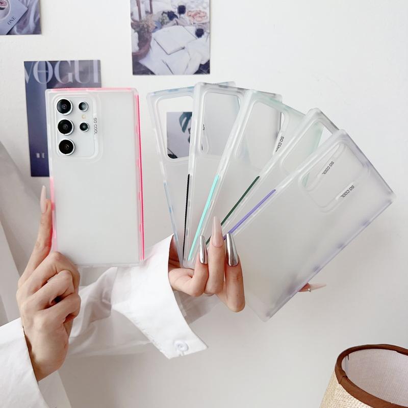 Módní Průhledné Matné Jednobarevné Pouzdro pro Samsung S24 Ultra Plus S23 S21 Fe A55 A35 A34 A25 A15 A14 5g Měkké TPU Vše Zahrnující Nárazuvzdorný Kryt