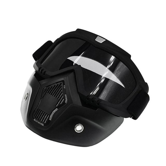 Motorradbrille Maske Motocross Motorrad Abnehmbare Offroad-Ski-Brille für Open-Face-Helm Wind Staubdicht Mundfilter