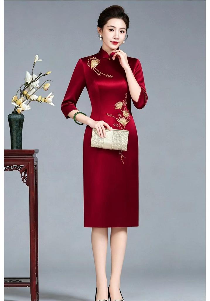 Elegant Qipao Mother-in-law Wedding Dress - Noble Spring/Summer Banquet Attire