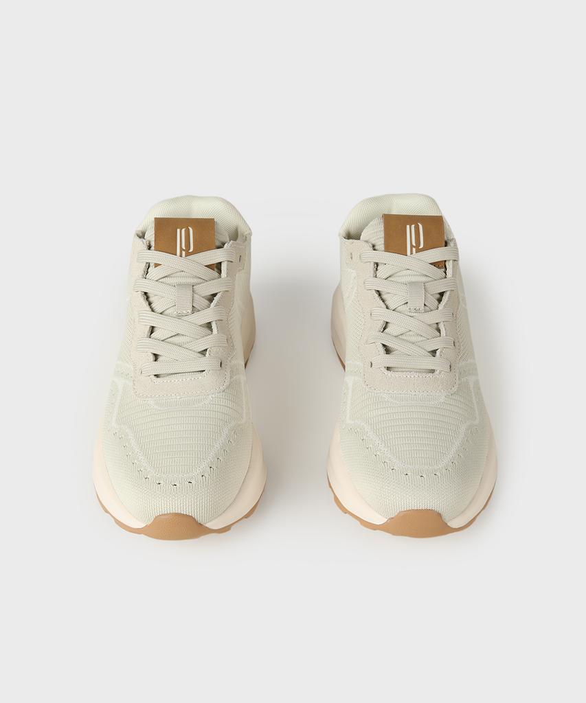 Panicale Beige Flyknit Suede Sneakers