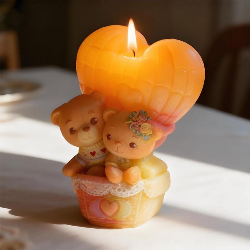 Detailed Balloon Bear Silicone Mould with Carving for Candle and Soap Making Enhances Artistic Value