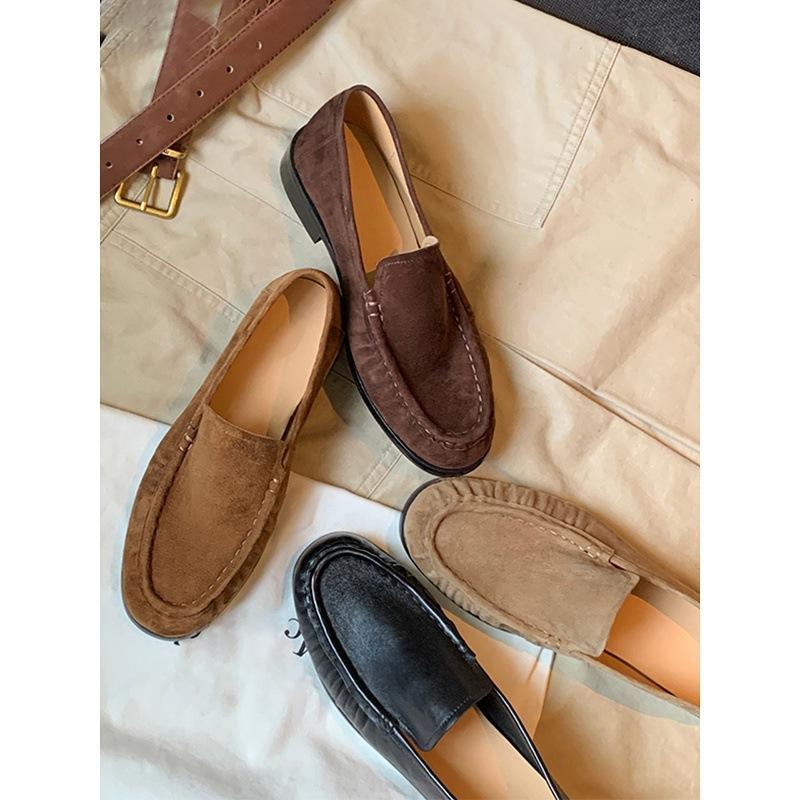 Sheepskin version niche one-pedal lazy small leather shoes women's super soft leather loafers retro flat shoes Doudou shoes
