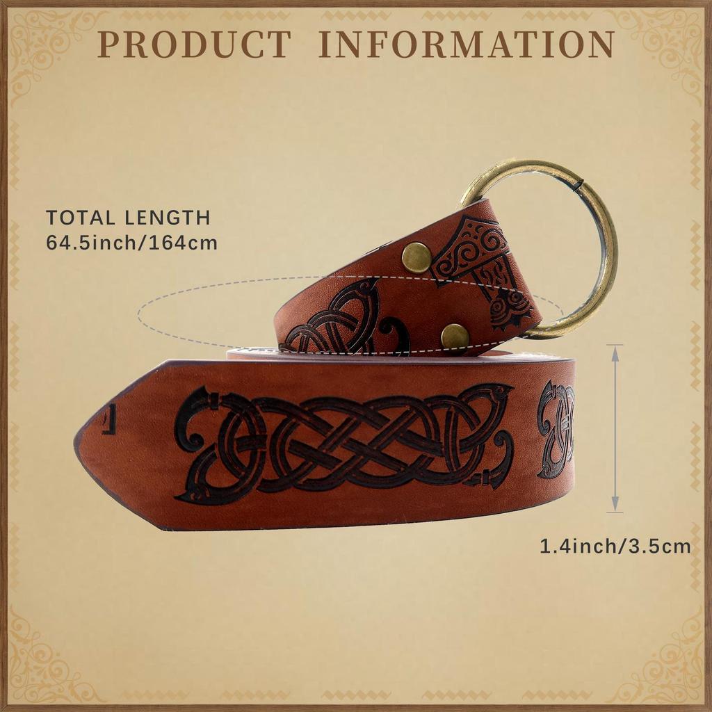 Medieval Knight Embossed Viking-Style Bracer with Adjustable O-Ring Belt for Cosplay